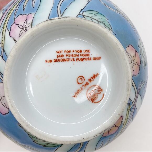 Vintage WBI Chinoiserie Blue Pink Decorative Bowl - Picture 9 of 11